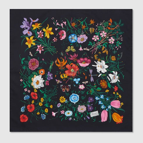 Printed cotton silk pocket square - multicolor