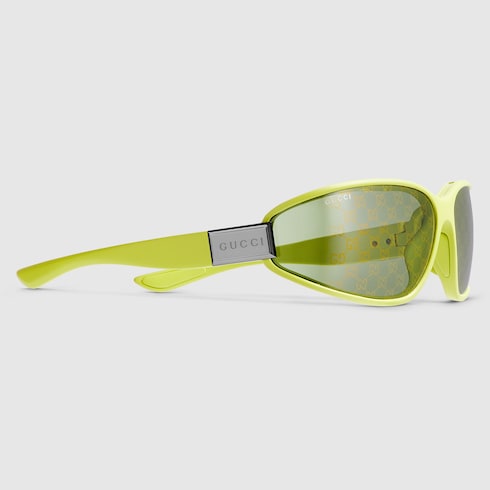 Rectangular frame sunglasses - acid green