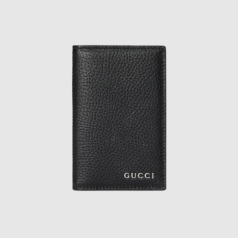 Long card case with Gucci logo - black leather