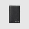Long card case with Gucci logo - black leather