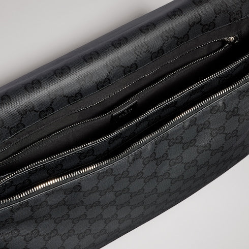 Gucci Essence Classic medium crossbody bag - black GG canvas