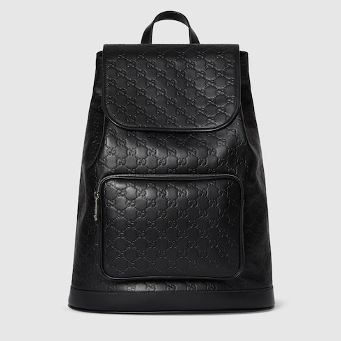 GG Emblem medium backpack - black GG leather