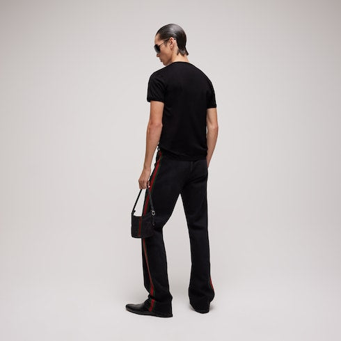 Cotton jersey T-shirt with print - black