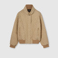 GG cotton canvas fabric zip jacket - sand