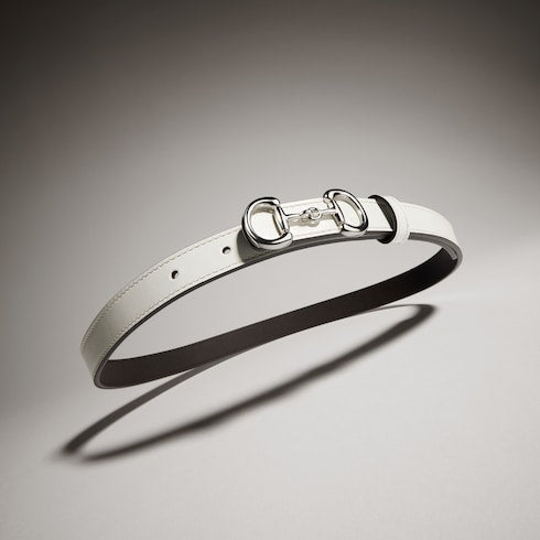 Thin belt with Horsebit buckle - white leather