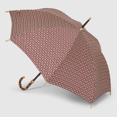 Horsebit print nylon umbrella - red