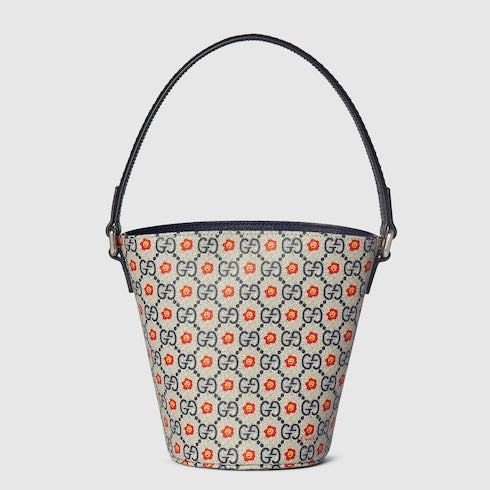 Children's printed GG bucket bag - beige and blue GG Supreme