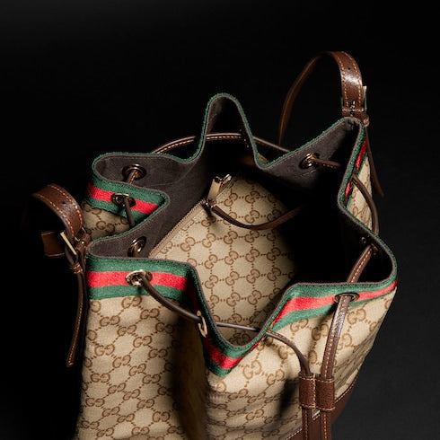 Gucci Venice large bucket bag - sand and brown GG canvas