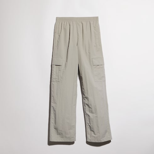 Froissé nylon faille cargo pants - beige