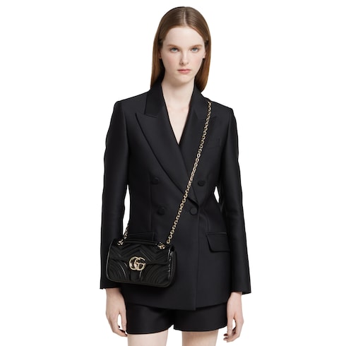 GG Marmont small shoulder bag - black leather