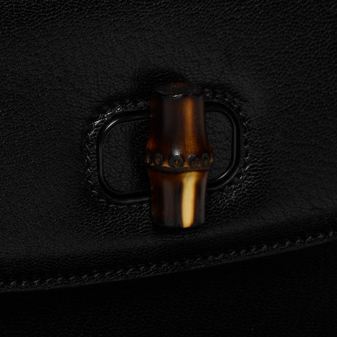 Bamboo clutch - black leather