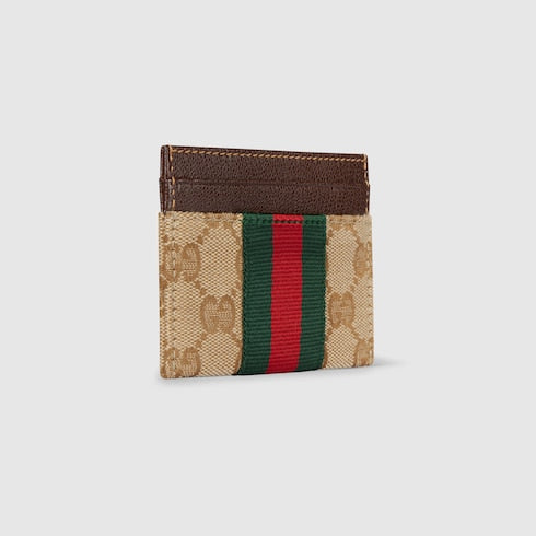 GG card case with Web - sand and brown GG canvas