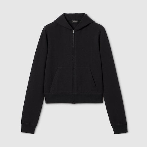 Cotton jersey and cashmere zip jacket - black