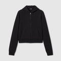 Cotton jersey and cashmere zip jacket - black