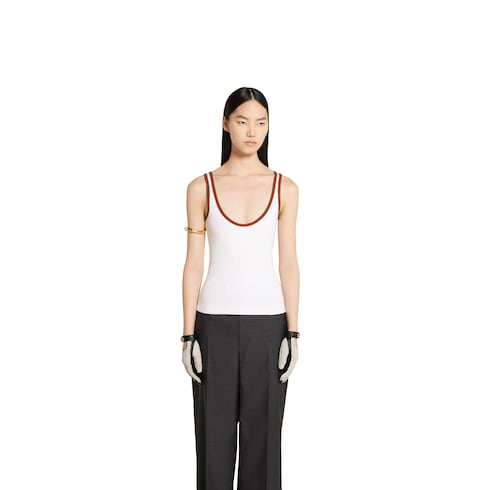 Cotton tank top with Web - white
