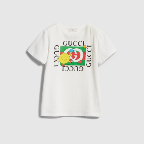 Children's cotton T-shirt with print - white