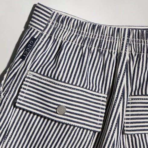 Children's striped denim shorts - white and blue