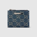 Small wallet with Gucci plaque - dark blue GG denim