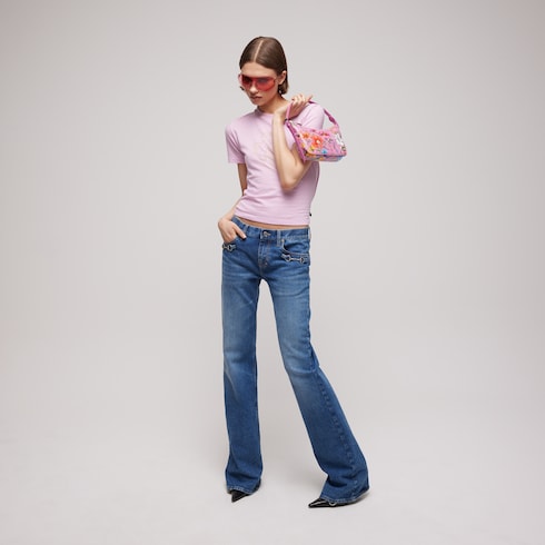 Lady Lunetta small shoulder bag - pink and multicolor canvas