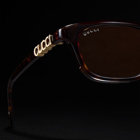 Rectangular-frame sunglasses - brown tortoiseshell