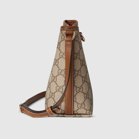 GG Emblem nano bucket bag - beige and dark brown fabric