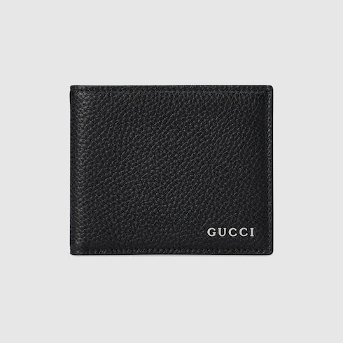 Bi-fold wallet with Gucci logo - black leather