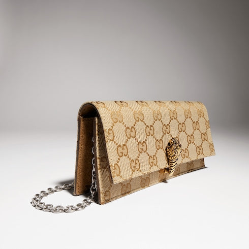 Dionysus wallet on chain - sand and brown GG canvas