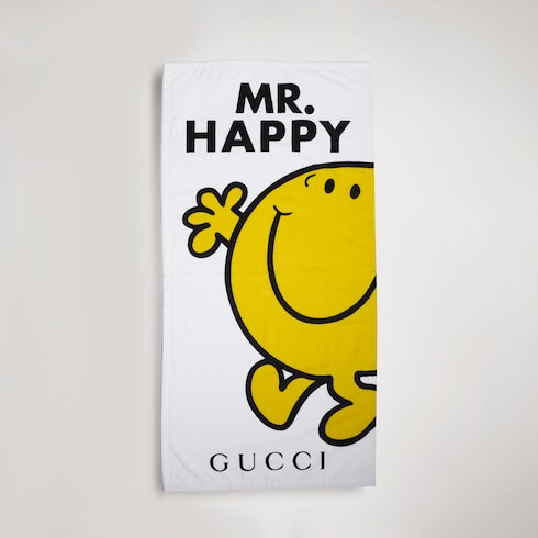 Children's cotton towel with prints - off white
