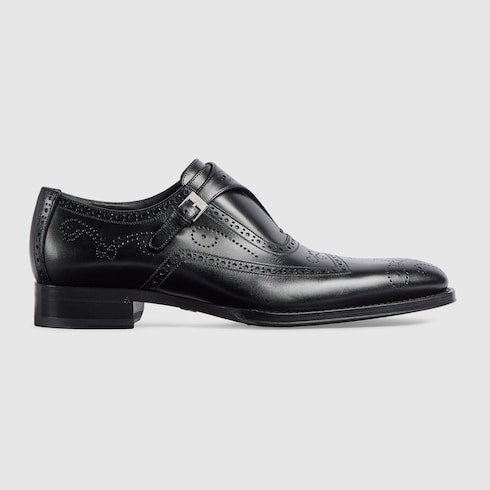 Men's monk strap shoe - black leather