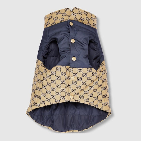 Reversible GG pet coat - beige and blue