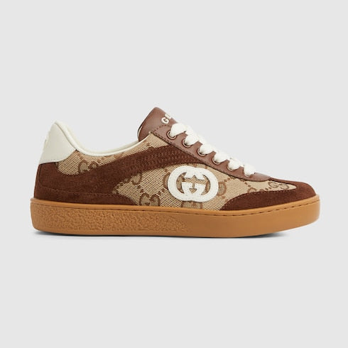 Children's G74 sneaker - beige and dark brown canvas