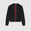 Fine knit wool sweater with Web - black