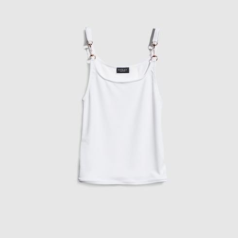 Viscose crêpe jersey top with Horsebit - white