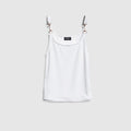 Viscose crêpe jersey top with Horsebit - white
