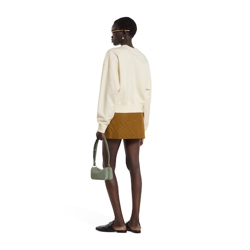 Cotton jersey sweatshirt with print - ivory