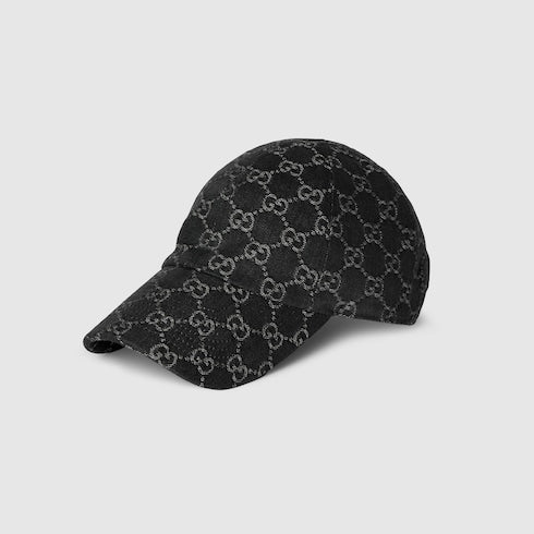 GG cotton denim baseball hat - black