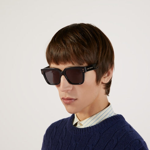 Rectangular frame sunglasses - black acetate