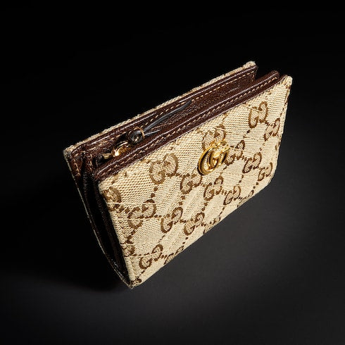 GG Marmont small wallet - sand and brown GG canvas