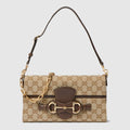 Horsebit Ristretto medium shoulder bag - sand and brown GG canvas