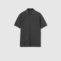 GG cotton piquet jacquard polo shirt - black and grey