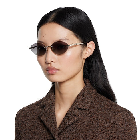 Frameless oval sunglasses - gold-toned