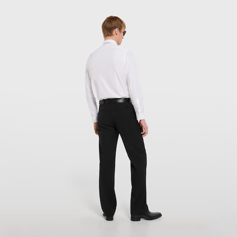 Cotton poplin shirt with embroidery - white