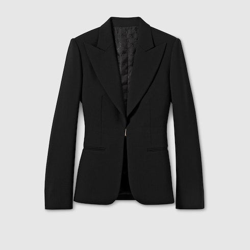 Technical stretch wool jacket - black