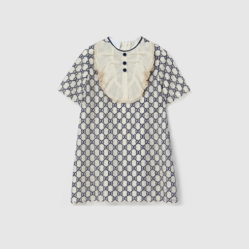Children's GG nylon dress - navy and off white