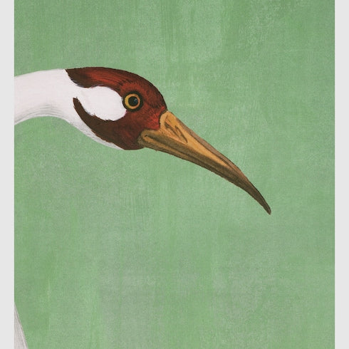 Heron print wallpaper - Green