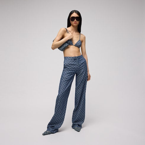 Women's Vittoria ballerina - dark blue GG denim