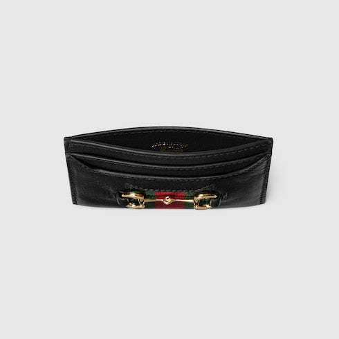Gucci Horsebit Web card case - black leather
