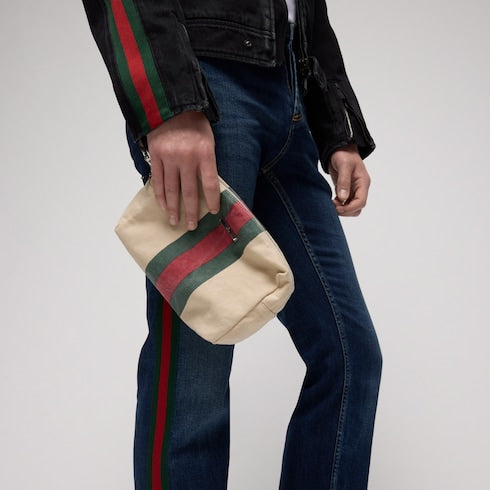 Positano small pouch - ivory canvas