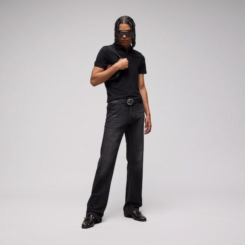 Reversible belt with Interlocking G buckle - black Supreme and black leather