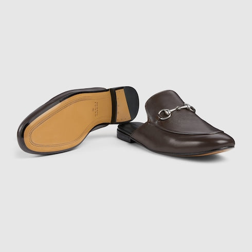 Men's mule with Horsebit - dark brown leather